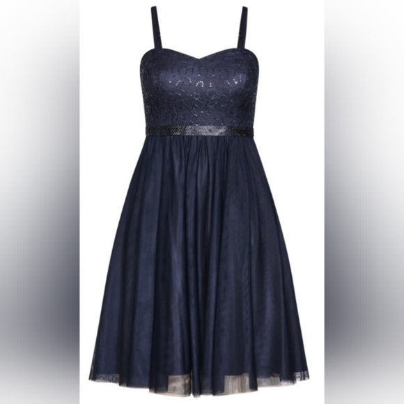 NWT City Chic Sequined Dark Navy Blue Dress Size L (20) - Picture 2 of 10